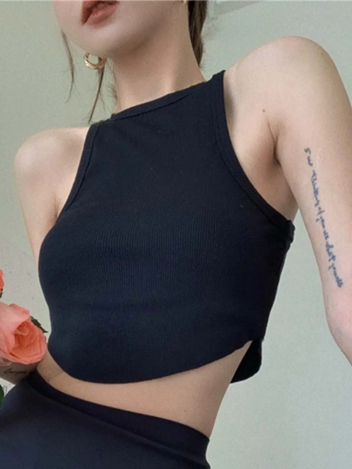 

Elegant Sexy Black Vest Women's Fashion Design Sweet And Spicy Girl Short Outerwear Commute Style Slim Fit Other Material