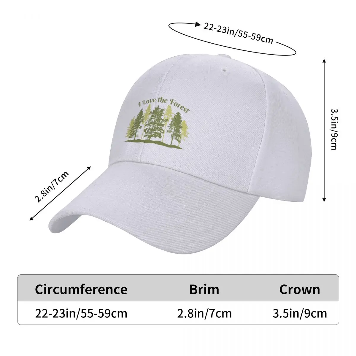 Ich liebe den Wald Baseball Cap Trucker Hut Sonnencreme großen Hut Mode Strand Baseball für Männer Frauen