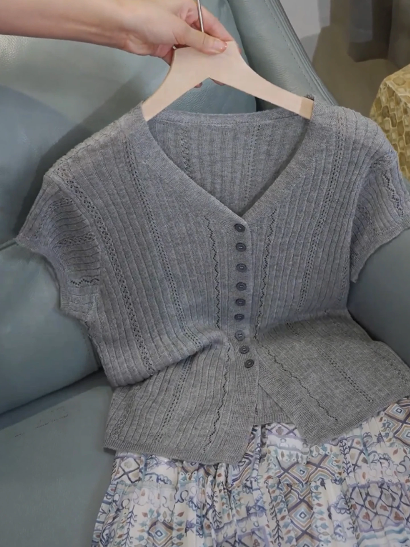 

Дышащая трикотажная футболка ort Sve на одной пуговице, повседневная летняя корейская версия, свободная посадка, солнцезащитная накидка