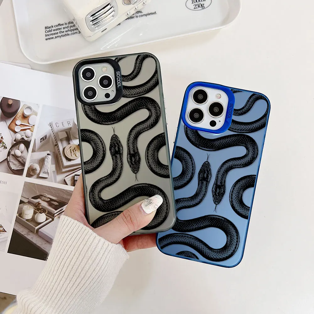 Cartoon Fashion Snake Skull Phone Case for Huawei P30 P40 Mate 30 40 Pro Nova 7 Honor 50 Lens Creative Border Hard TPU PC Cover