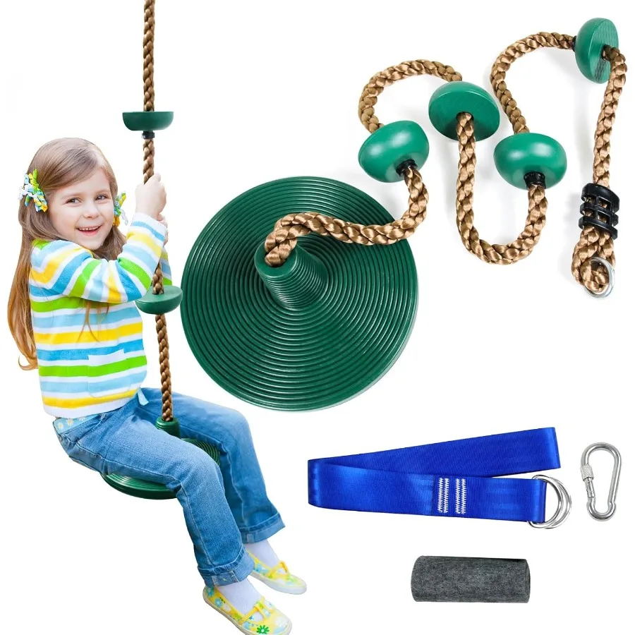 

Tree Swing for Climbing Rope with Platforms Disc Swing Seat Set Outdoor Playground Accessories for Include Carabiner 4ft Tree S