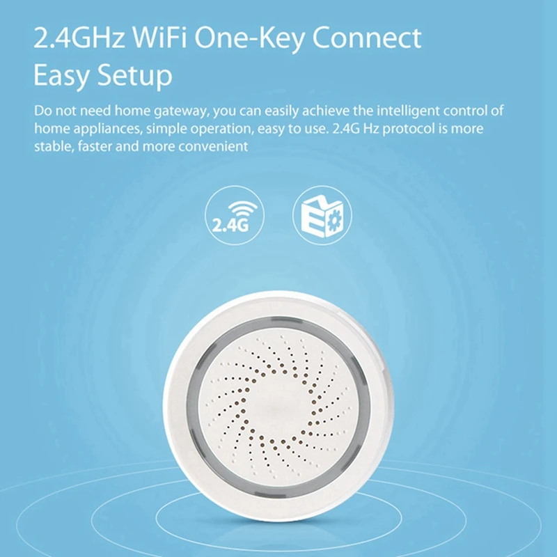 2X Wireless Smart 120DB Siren And Alarm Bell-White, With Strobe Light, Remote App Control Wifi USB Siren