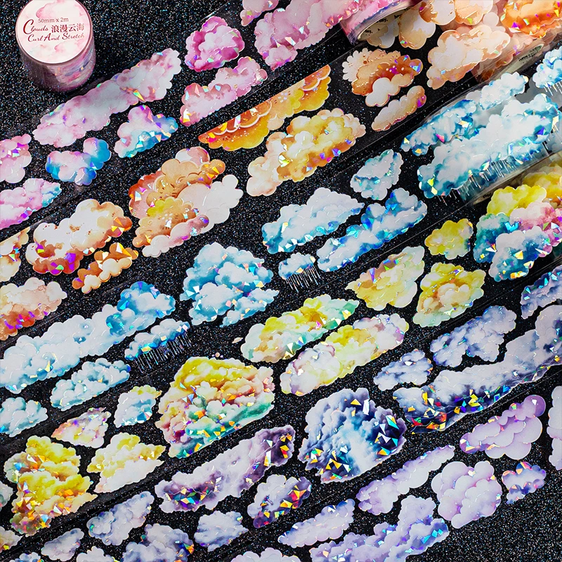 

50 мм * 2 м INS мультяшное облако ПЭТ лента креативные этикетки наклейки журнал Скрапбукинг фоновые материалы маскировочные ленты канцелярские принадлежности