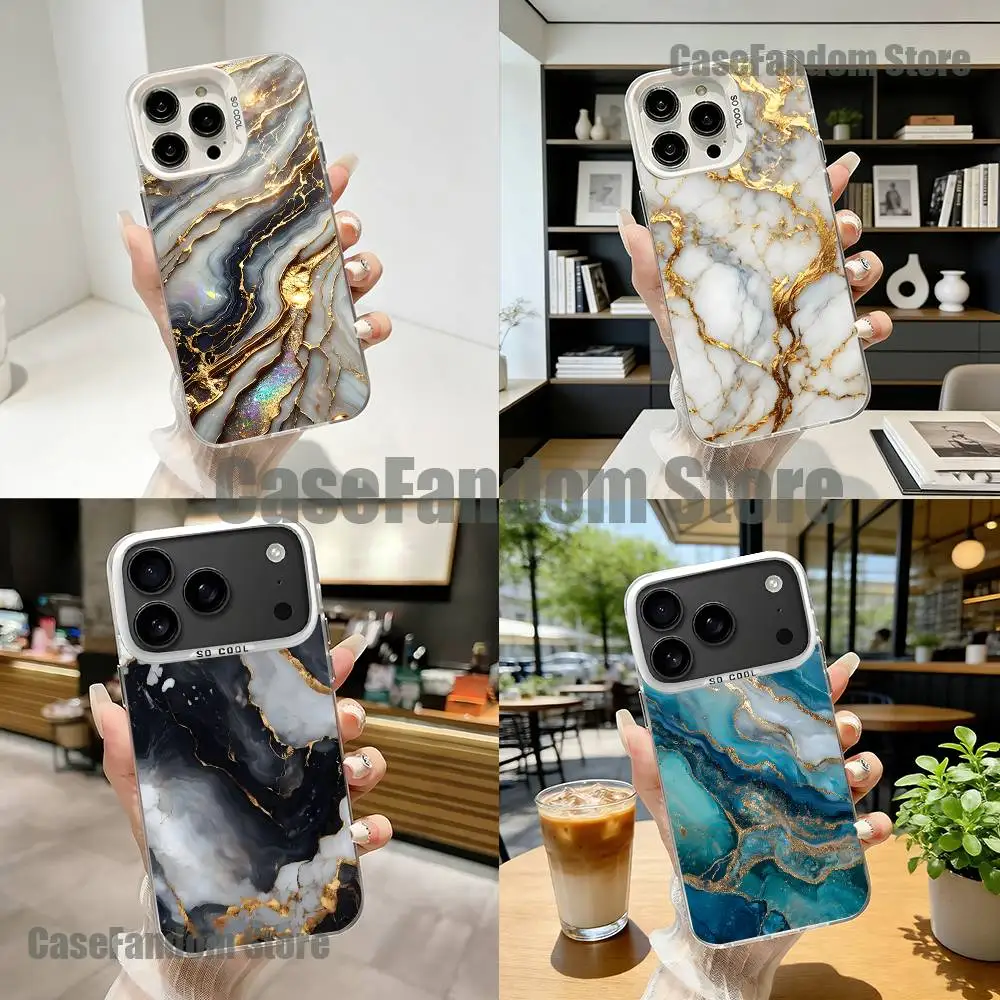 

Gold ArtS ExquisiteS Marble For iPhone 17,16,15,14,13,12,11,Mini,Pro,E,SE4,XS,MAX White Shockproof Candy Matte Cover