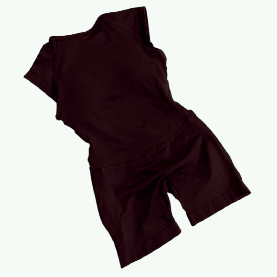 Impact- Short Sleeve One Piece Jumpsuit Women Backless Hollow Out Sports GYM Overall Slim Fit Sexy Yoga Workout Bodysuit