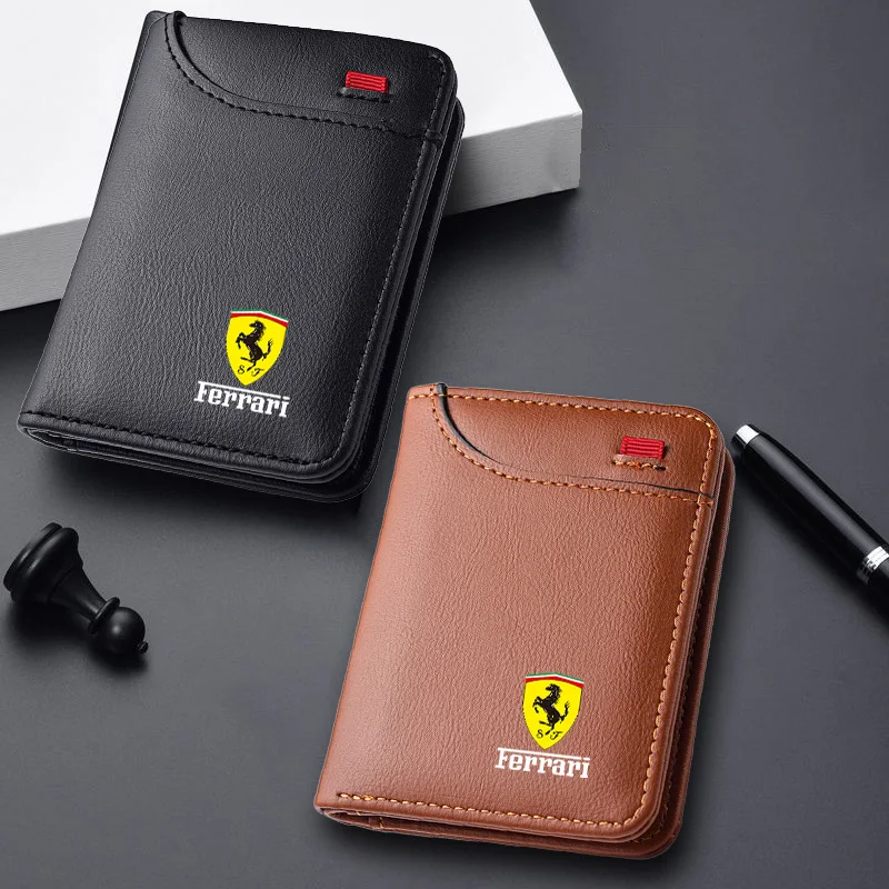 Carteras de cuero suave, bolsa para licencia de conducir de coche, monederos para tarjetas de crédito, funda para Ferrari SP1 812 F40 F12TDF SF90 458 488 F12 FF, accesorio