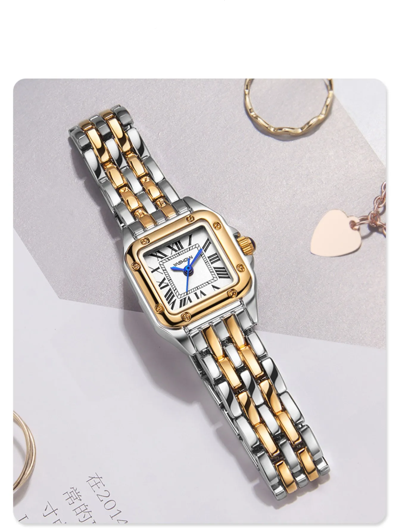 ياشيدون نساء كوارتز ساعة الإكسسوارات سبيكة حزام مقاوم للماء ساعات المعصم الأصلي عادية Y5049