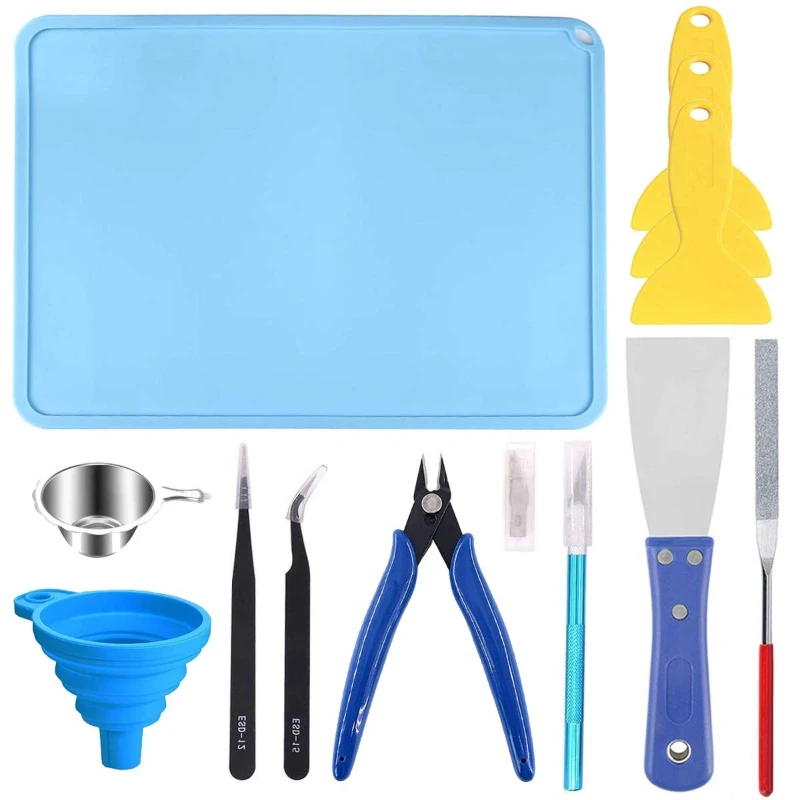 Resin 3D Printer Tool Kit Clean Basic Tools with Plier Tweezer Plastic Remove Tool for SLA DLP LCD 3D Printer Accessories
