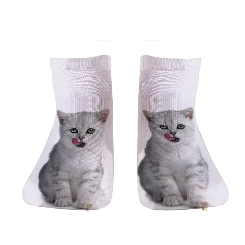New 3D Print Funny Cute Cartoon Kitten Unisex Short Socks Creative Colorful Multiple Cat Face Happy Low Ankle Socks for Women image 4