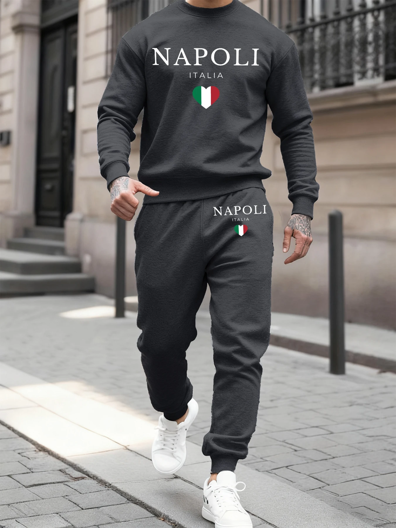 Napoli italia carta e bandeira impressão conjuntos de moletom dos homens outono hip hop pulôver confortável bolso moletom roupas de lã macia