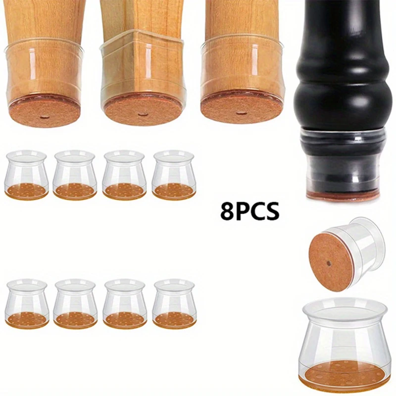 8 PCS Silicone Table & Chair Foot Protector Caps Suitable for many sizes of protectors Felt pads Noise Reduction & Quietness