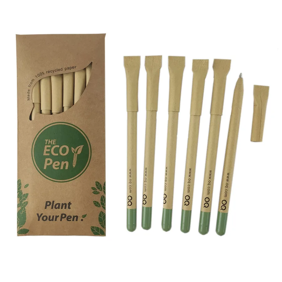12pcs(2pack of 6)/24pc recycled kraft paper plantable pen with herb,flower.vegetable  for christmas gifts.eco friendly paper pen