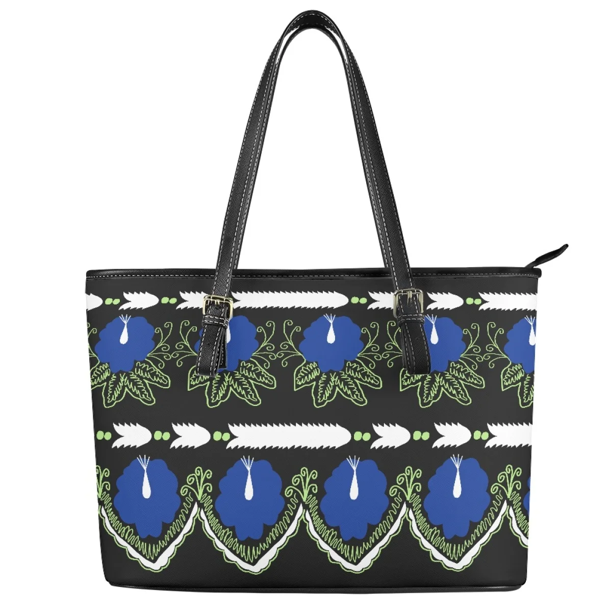 New Polynesian traditional tribal style Pattern Print custom Large Leather Tote Bag Shoulder Ladies Handbags and purses