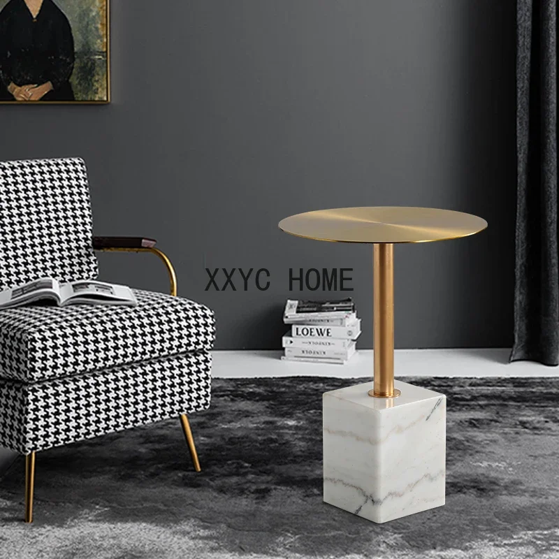 Marmor-Couchtische mit runden Ecken, modernes Design, großer Computer, runder Couchtisch in Weißgold, Nachttisch, Tavolo-Schreibtisch