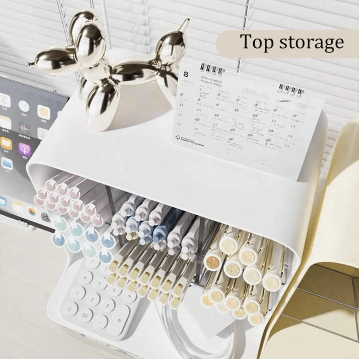 حامل أقلام مائل خفيف الوزن - منظم مكتب موفر للمساحة لقرطاسية المكتب/الطلاب (العودة إلى المدرسة) #3