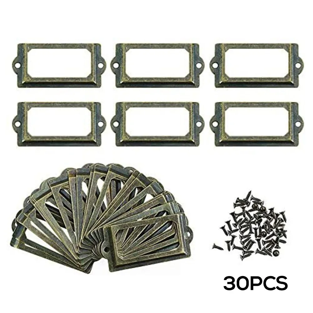 30Pcs Drawer Tag Antique Bronze Label For Name Plates Cabinet Drawer Cabinet For Filing Cabinet, Compartment, Cupboard