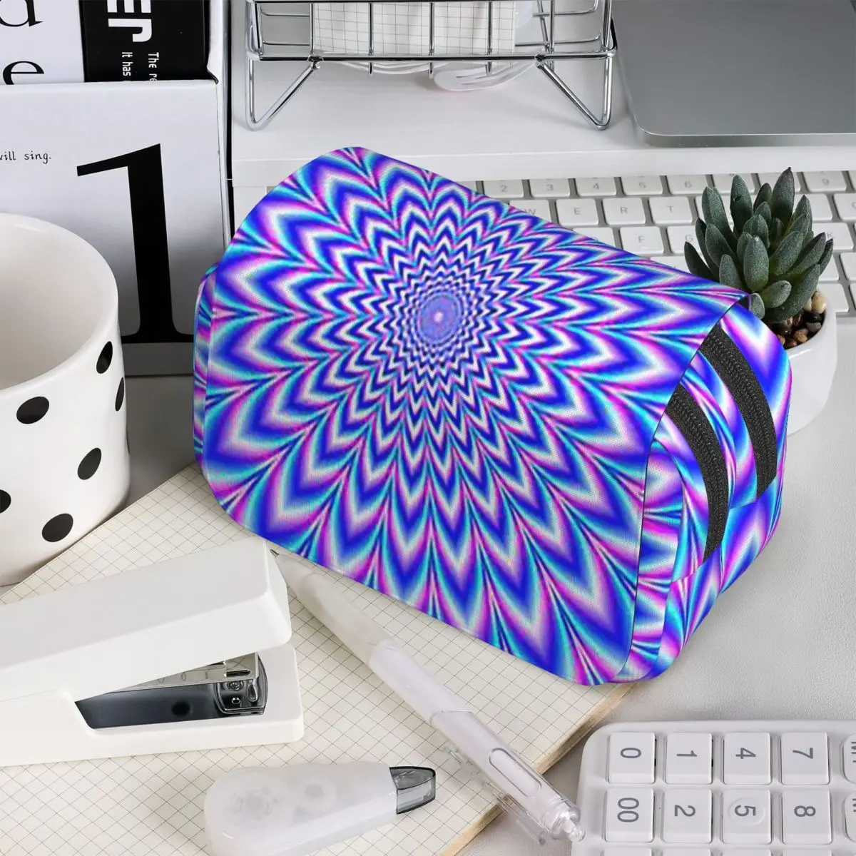 Psychedelic Pulse In Blue And Pink Pencil Case for Boys Girls Gifts Pen Box Pencil Bag Stationery Supplies Pen Holder Bag