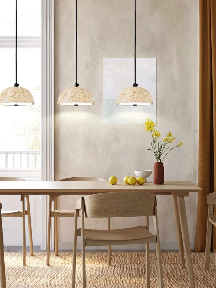 

Homestayretro Nordic Lifting Bedroom Bedside Chandelier Yellow Cave Stone Wabi-Sabi Restaurant Chandelier Fashion Cream Style
