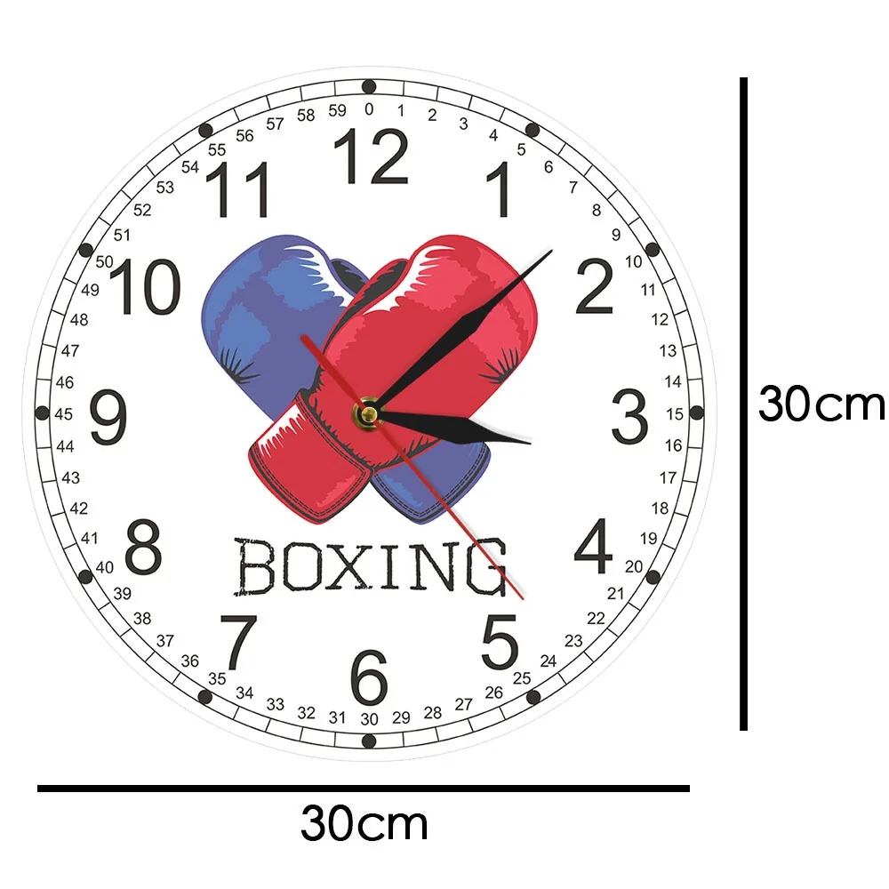 Red Vs Blue Boxing Match Wall Clock - Fighter Boxers Silhouette Silent Quartz Gym Fitness Room Decor Ideal Coach Gift
