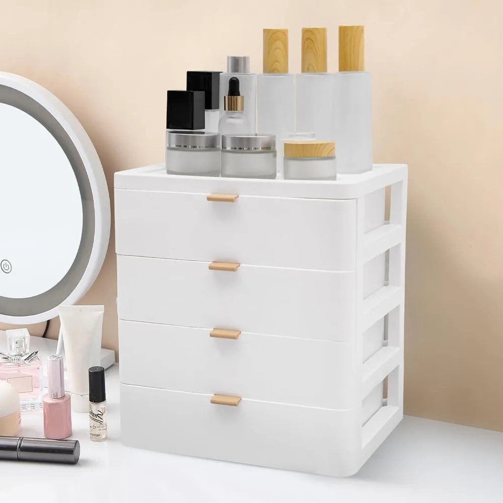 Makeup Organizer Sort Cosmetics and Beauty Supplies Desktop Storage 4 Drawer Box for Dressing Table Office School Home