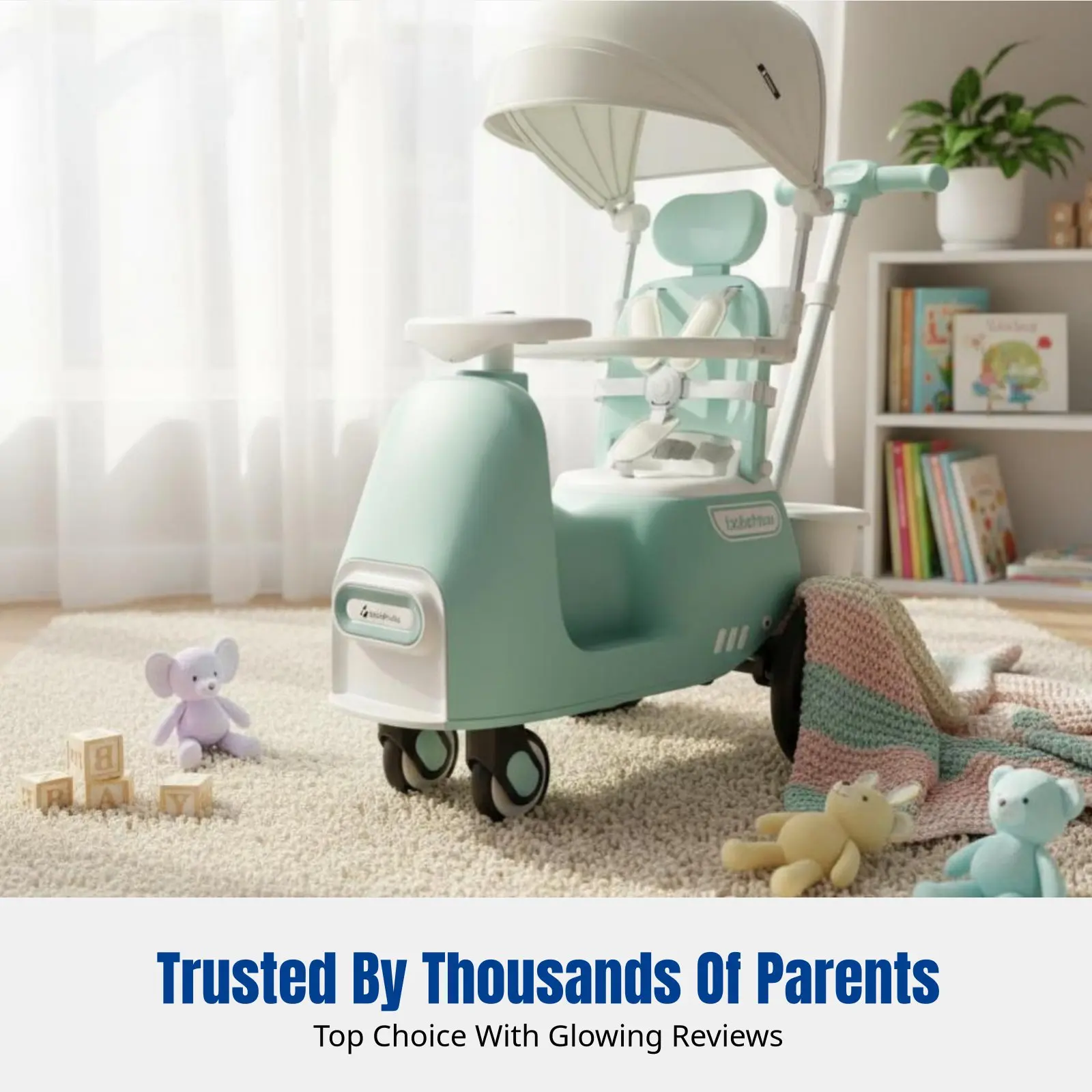 

2-in-1 Rocking Stroller, Multi-Functional Pushchair, Toddler Wagon, Foam Tires, Five-Point Harness, For Ages 1-5