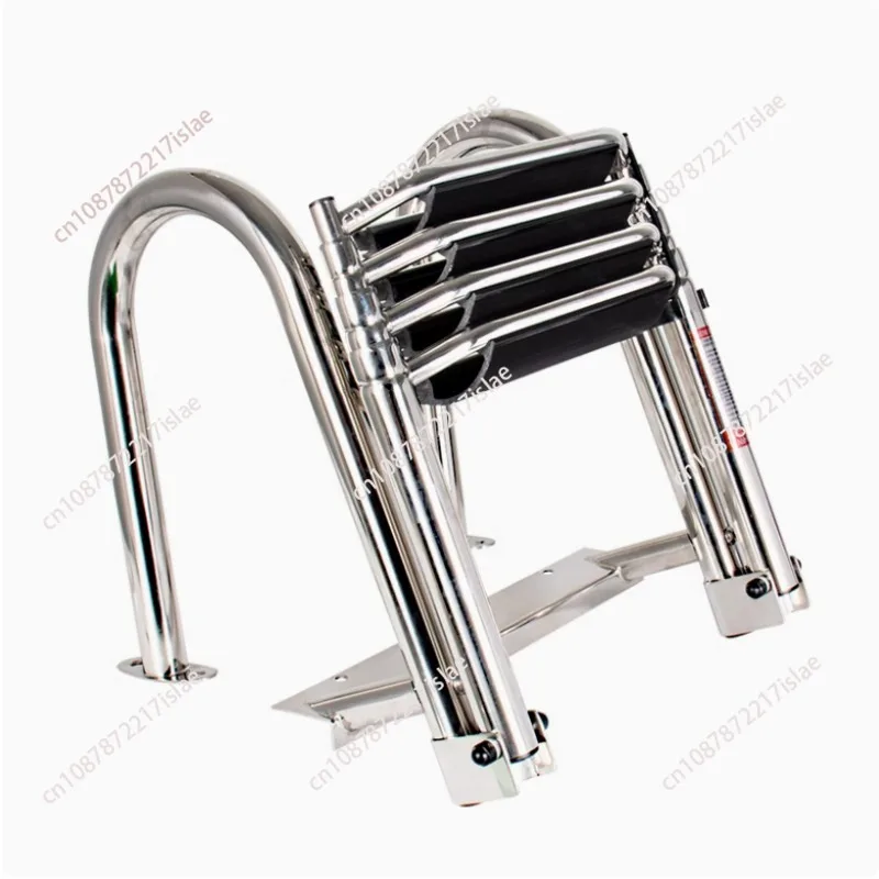 Thickened 316 Stainless Steel 4 Step Marine Boat Folding Ladder Telescoping Ladder Swim Platform Boat Accessories Yacht Ladder