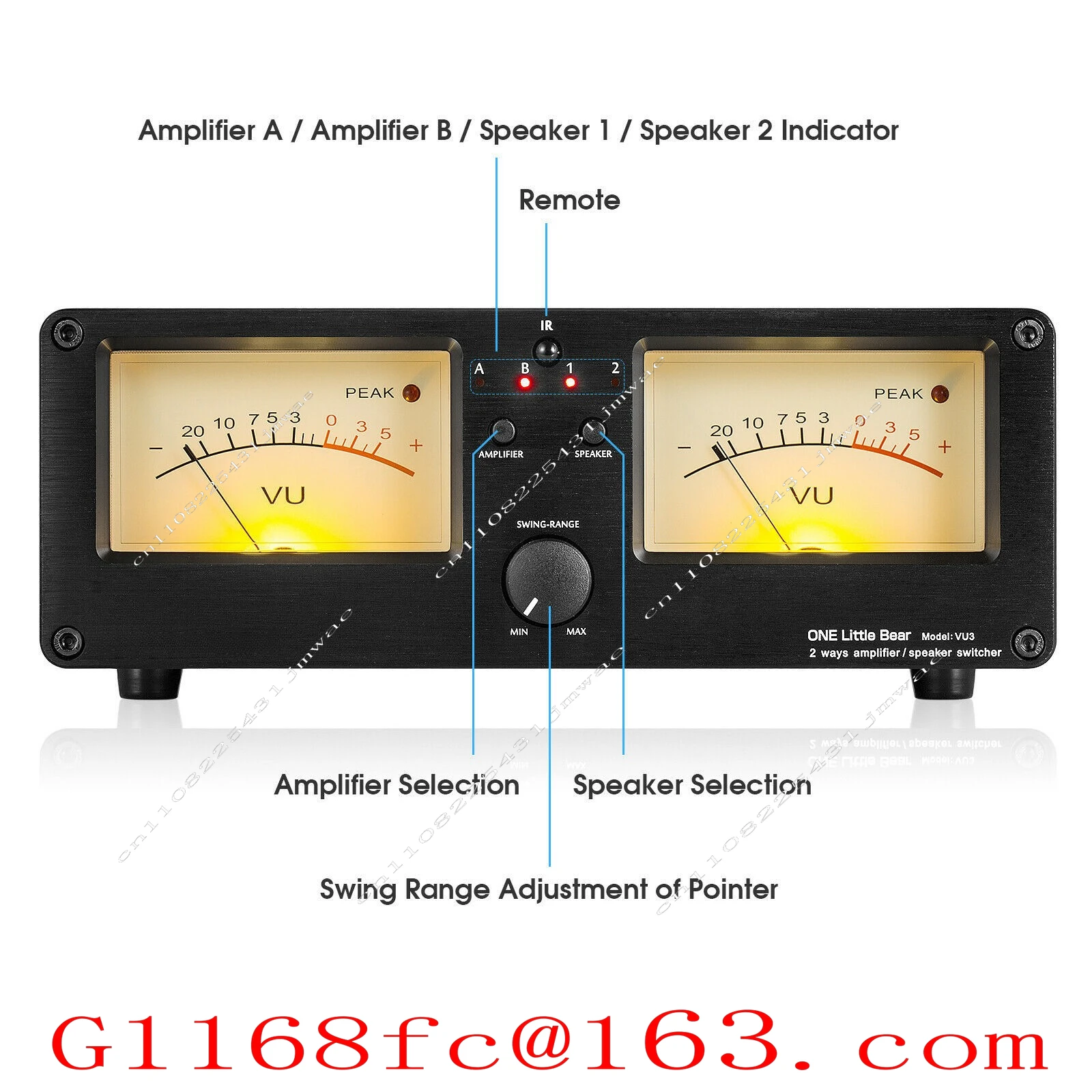2 in 2 Out Power Amplifier/speaker Selection Switcher Audio Splitter