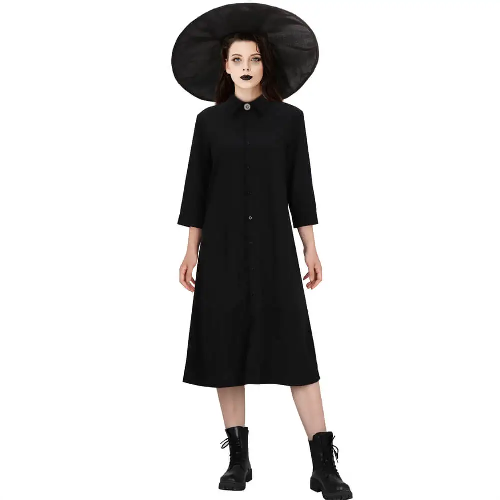 Lydia Deetz Little Black Dress With Hat Halloween Party Cosplay Costume Fancy Dress Takerlama