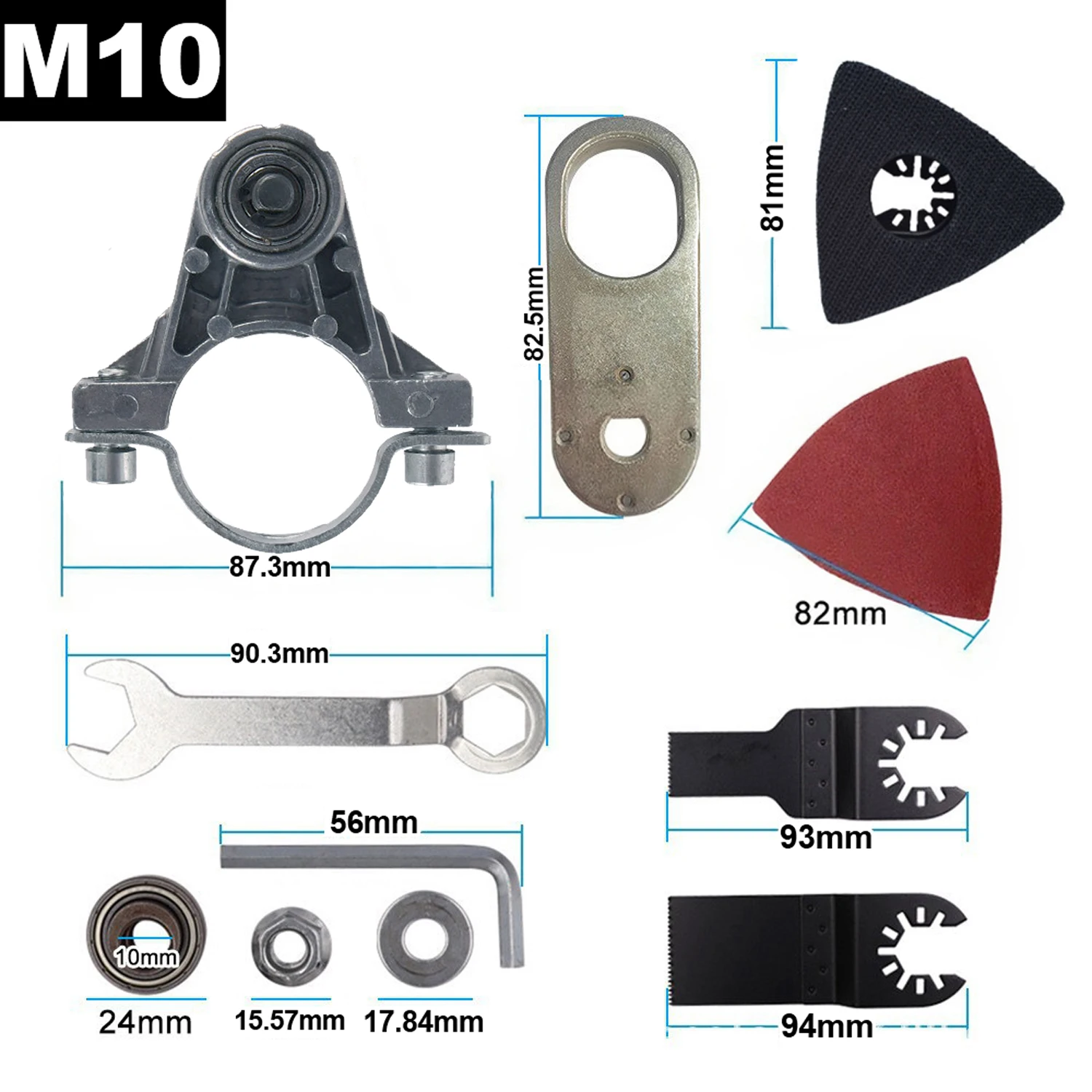 Multifunctional Angle Grinder Attachment Converter Oscillating Tool Set M10 M14 Type for 100mm/115mm/125mm Angle Grinder