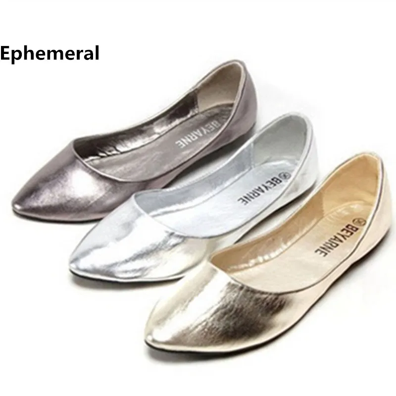 Lady Champagne European And American Style Cheap Plus Size 44 45 48 Pointy Toe Women Single Casual Shopping Kvoll Shoes On Flats