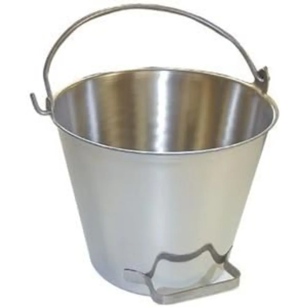 

Stainless Steel Pail, Vet/Milk Bucket, Made in USA, Completely Seamless & Thick, 9-20 Qt Sizes (16 Qt, Pail with Side Po