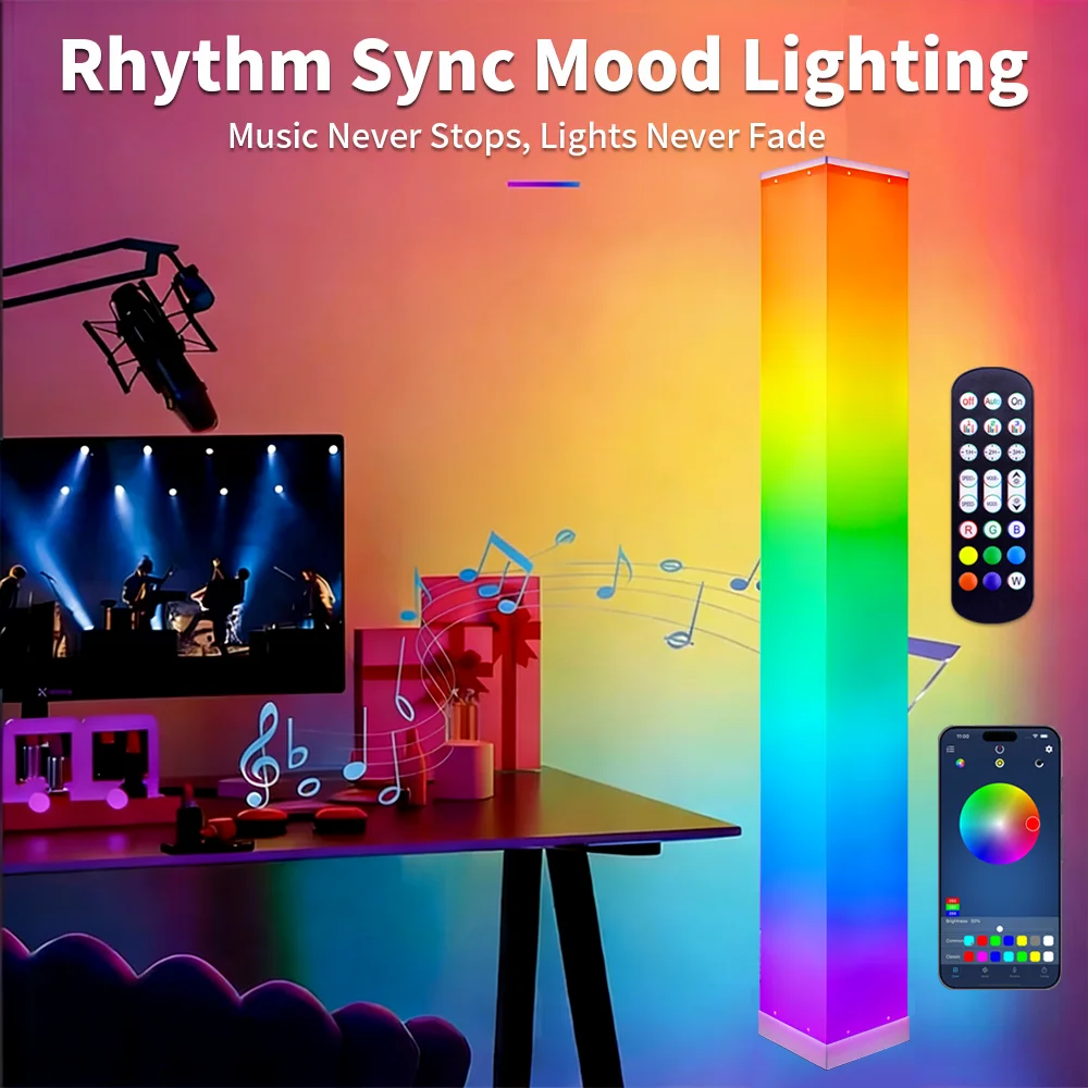 

square LED light column floor lamp elegant stylish modern ambient decorative light for home bedroom hotel bar esports fill light