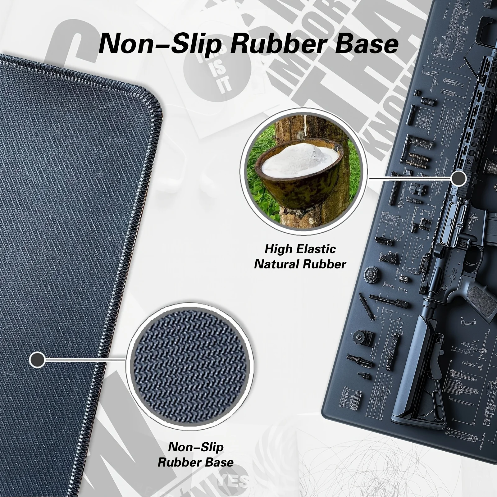 Gun Large Washable Mouse Pad Rubber Non-Slip Desk Gadgets Pc Setup Accessories Office Mouse Mat Setup Extended Pad Mousepad