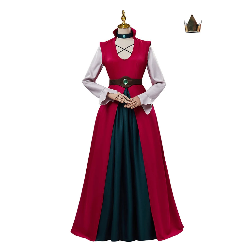 فستان نسائي من Disenchantment Cosplay Queen Dagmar مع حزام لحفلات الهالوين كرنفال