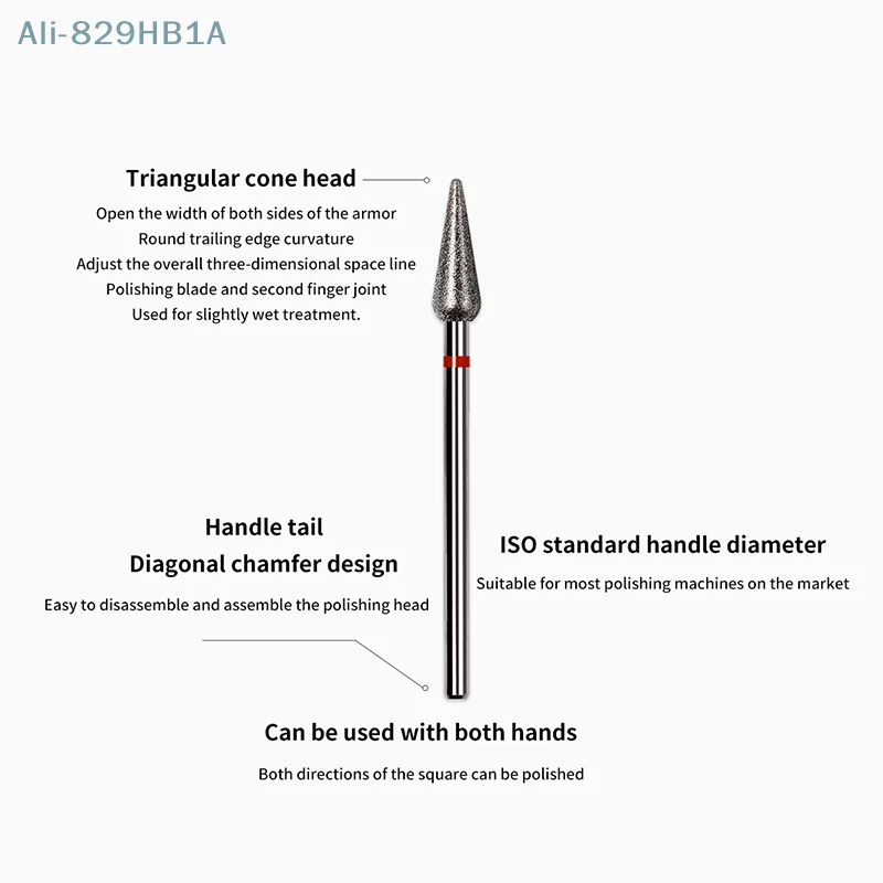 Diamentowe wiertła do paznokci w kształcie trójkątnego stożka Obrotowe rosyjskie wiertło do skórek Elektryczne wiertło do manicure Akcesoria do paznokci Narzędzie do zdobienia paznokci