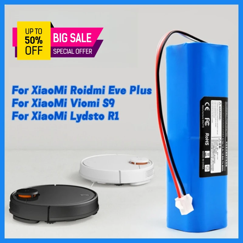 

14.4V Robot Vacuum Cleaner 12800mAh Rechargeable Battery Pack for XiaoMi Lydsto R1 for Roidmi