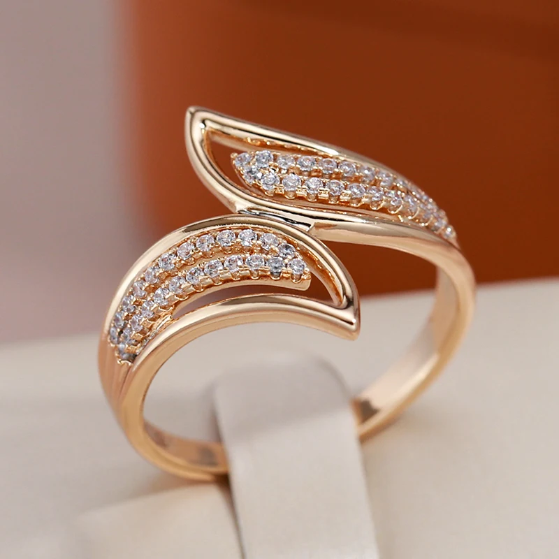 JULYDREAM Personality Cross Design Double Zircon Rings 585 Gold Color Wedding Party Luxury Women Jewelry Gothic Accessories