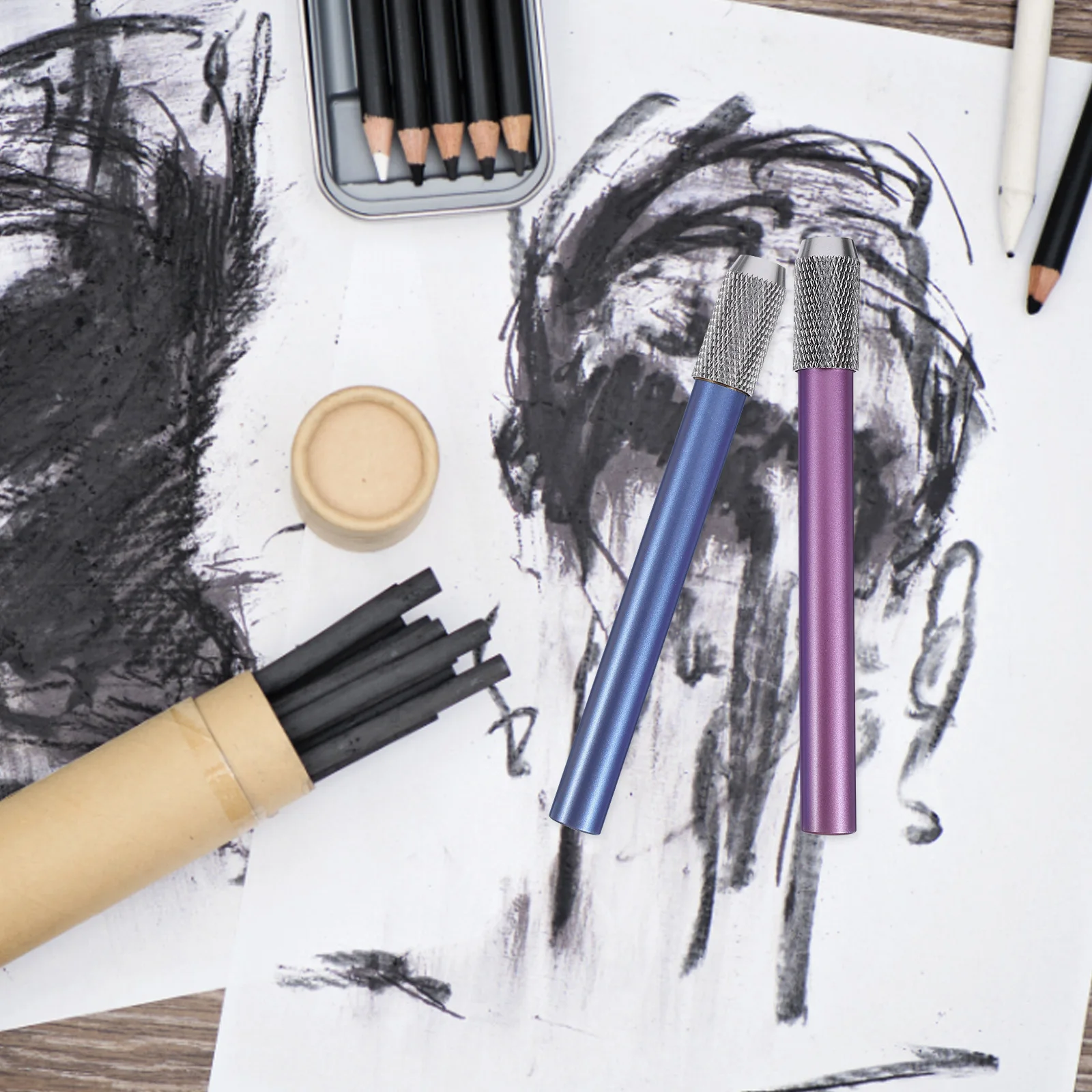 

5pcs Metal Pencil Extender For Artists Lengthen Tool Art Drawing Extension Holder Short Colored Pencils Crayon Extender School