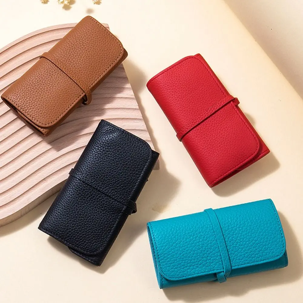 Leathers Mini Roll Foldable Jewelry Case Fashion Soft Portable Storage Bag Durability Multipocket Roll Up Bag Earrings