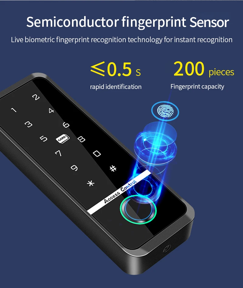 Imagem -04 - Dupla Freqüência Wifi Tuya Acesso Controle Teclado Fechadura da Porta id e Leitor de Cartão ic Teclado Controlador Sistema à Prova d Água