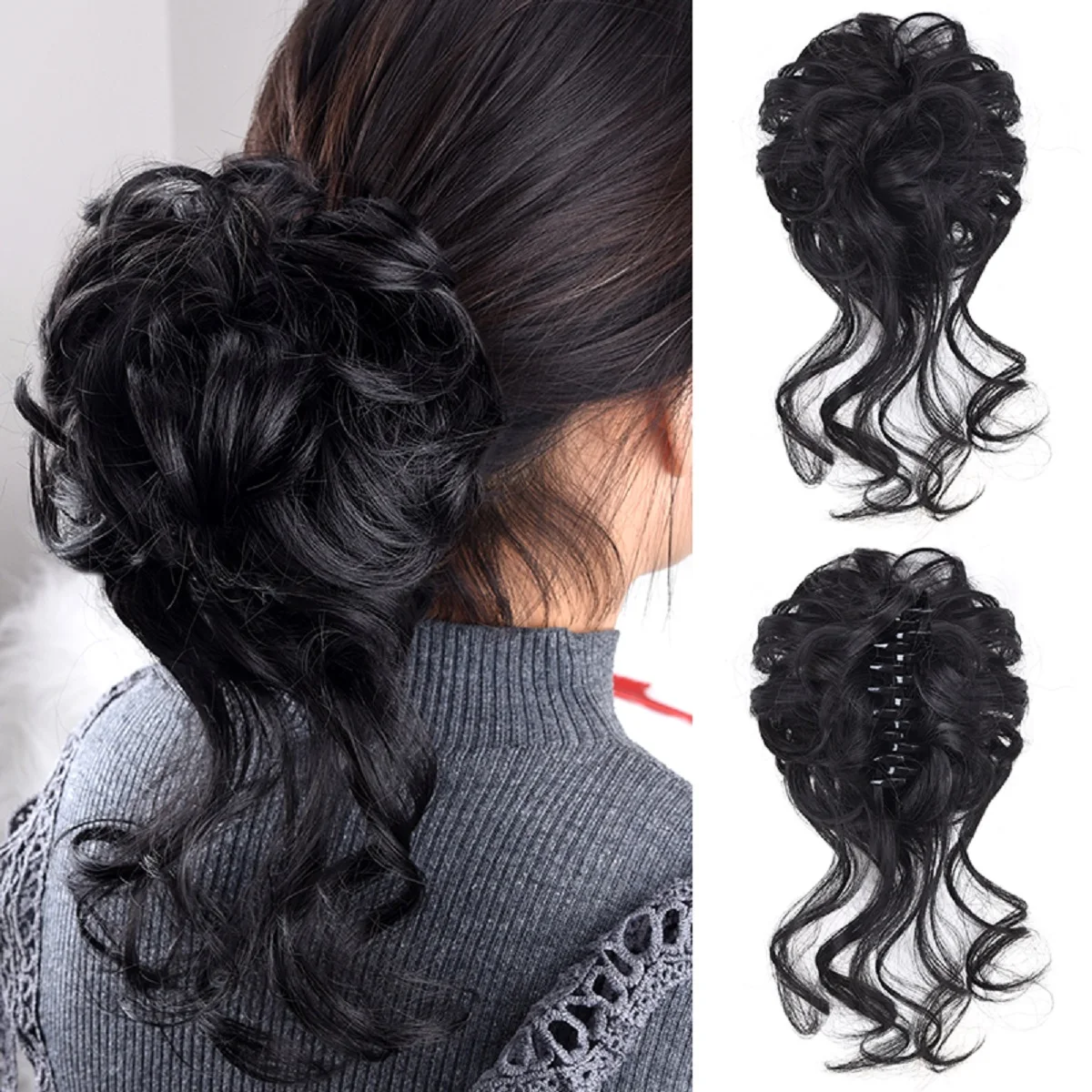 

ZINAN Synthetic Messy Claw Clip Chignon Extension Hair Accessories For Women Bun Scrunchie Piece Natural Ponytail Women's Wigs