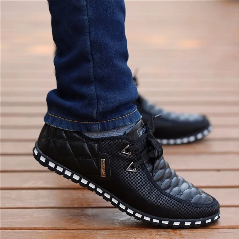 Breathable Light Weight White Sneakers Driving Shoes Pointed Toe Business Men Shoes Men Leather Shoes Autumn Men's Casual Shoes