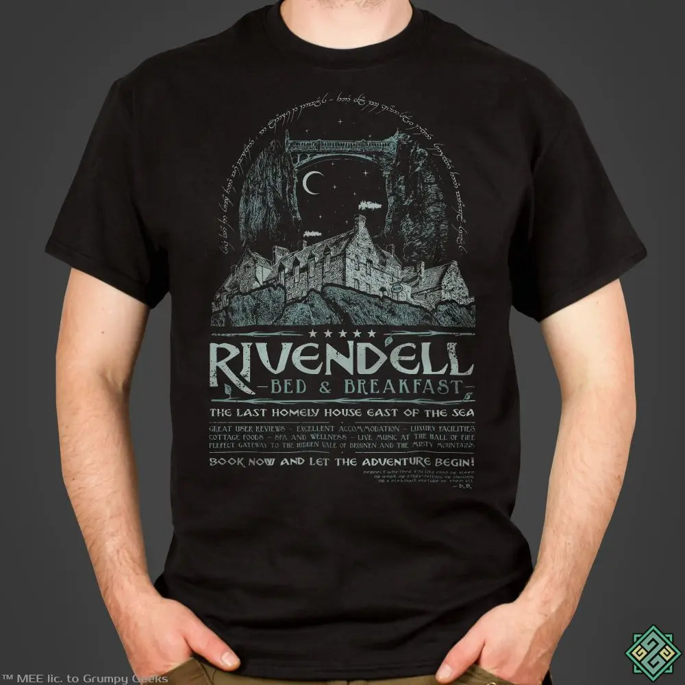 Rivendell he Lord of the Rings inspired Tee screen printed by hand Unisex Y2K Loose Pullovers Funny Fall T-shirt Streetwear