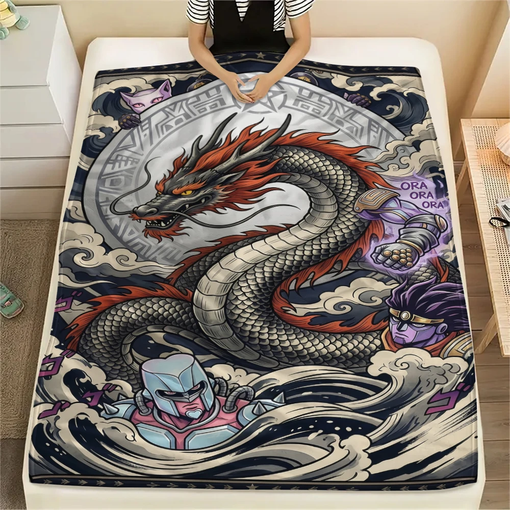 Bizarre Adventure Flanelldecke, warm bedruckter Überwurf für Schlafzimmer, Wohnzimmer, Sofa, Bett, Picknick, Reisen, ganzjährig-Xin