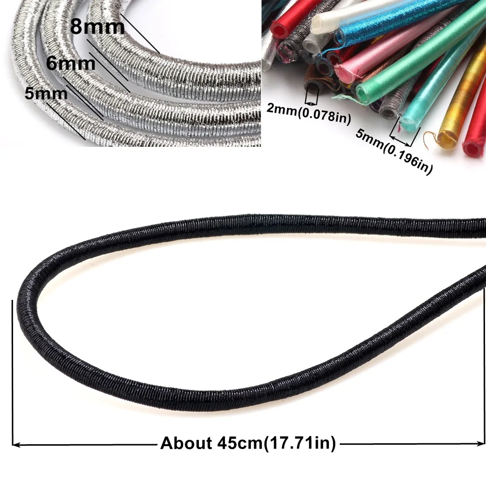 5mm 46cm Soft Rayon Silk Various Materials/Multiple Colors Cord Hollow Rubber DIY Necklace Bracelet Jewelry Making