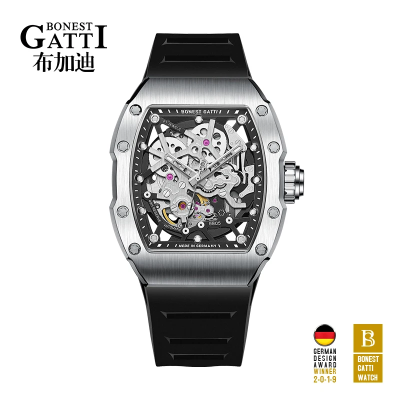 

BONEST GATTI Top Craft Men's Watch Phantom Series Skeleton Men Watch Luxury Mechanical Automatic Watches Waterproof Wristwatches