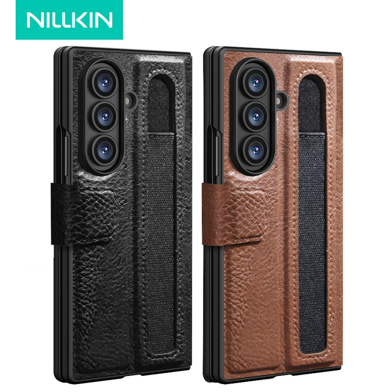 

Для Samsung Galaxy Z Fold 7, чехол Nillkin Aoge, роскошный кожаный чехол-подставка со слотом для ручки, стилус S-Pen, чехол для Galaxy Z Fold 7 케이스