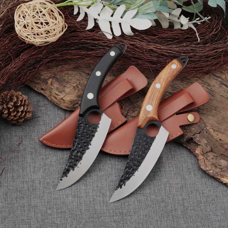 Hand-Forged Kitchen Pick Bones Machete Solid Wood Handle Sharp Cleaver Sever Knife Kitchen Replaceable Blade Knife