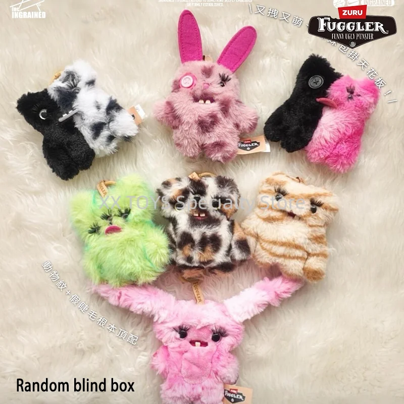 Original Fuggler Baby Baddies Blind Box Soft Plush Keychain Cute Mini Ugly Teeth Monster 5 in False Eyelashes Toys Kids Gift Toy