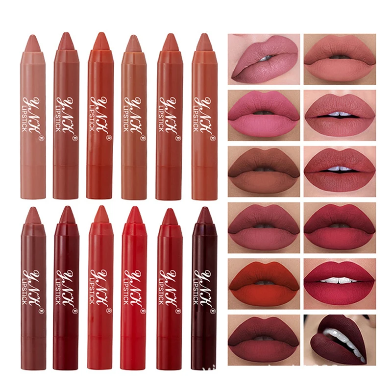 12colors Velvet Sexy Matte Lip Gloss Pencil Waterproof Long Lasting Red Nude Lip Stick Non-stick Cup Lip Tint Pen Cosmetic